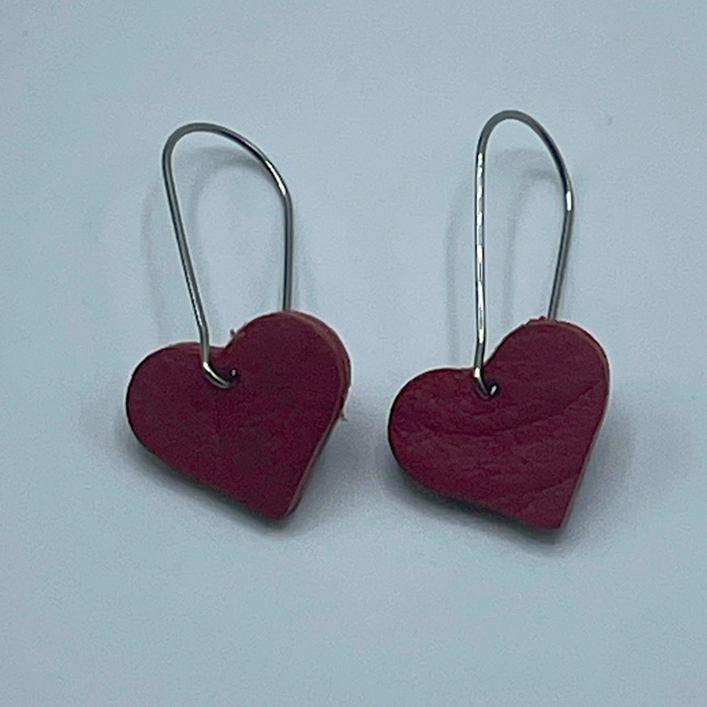 Mini Heart-Shaped Earrings in Rich Red
